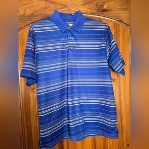 Grand Slam Men's Golf Polo in Blue and White Stripes Large